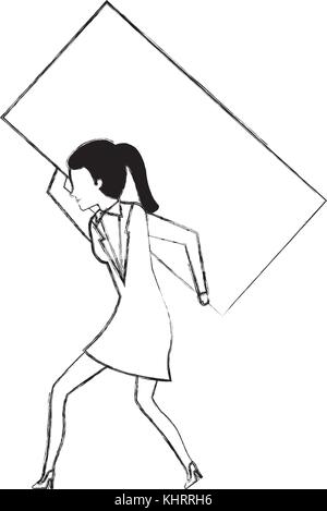 Geschäftsfrau heben Gewicht avatar Charakter Stock Vektor