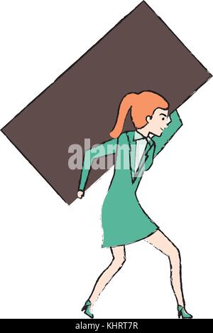 Geschäftsfrau heben Gewicht avatar Charakter Stock Vektor