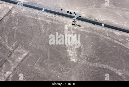 Luftaufnahme der spektakulären Nazca-linien, Peru Stockfoto