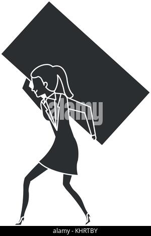 Geschäftsfrau heben Gewicht avatar Charakter Stock Vektor