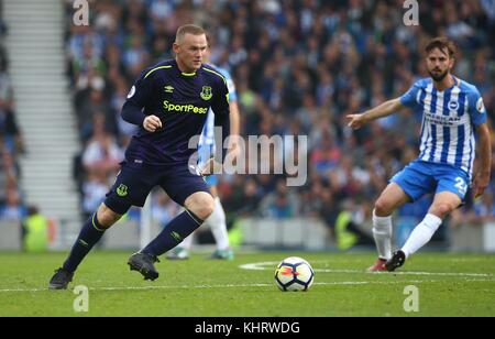 Everton's Wayne Rooney beim Premier League Spiel zwischen Brighton und Hove Albion und Everton an der American Express Community Stadion in Brighton und Hove. 15 Okt 2017 *** EDITORIAL NUR VERWENDEN *** Keine Merchandising. Für Fußball Bilder FA und Premier League Einschränkungen Inc. kein Internet/Mobile Nutzung ohne fapl Lizenz - für Details Kontakt Fußball Dataco Stockfoto