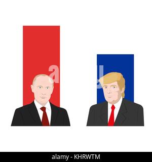 November 19.11.2017. Redaktionelle Illustration eine Bewertung der Popularität der bekannte Politiker Wladimir Putin und Donald Trump. Stock Vektor