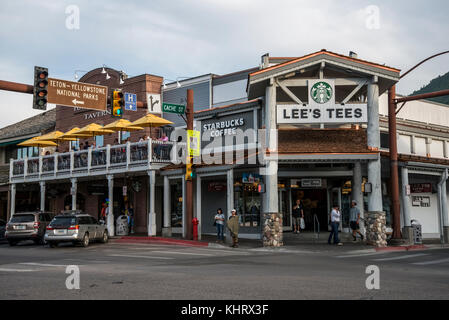 Straße Szenen des Alten Westens Architektur in Jackson Town, Grand Teton National Park Stockfoto