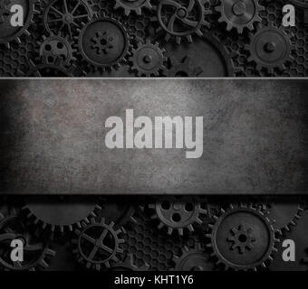 Rostigen Zahnräder und Getriebe Steam Punk 3D-Hintergrund Stockfoto
