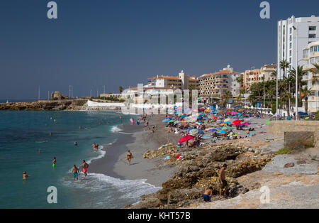 Playa la Torrecilla, Nerja, Spanien Stockfoto