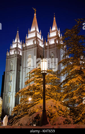 Salt-lake-Tempel zu Weihnachten, Temple Square, Salt Lake City, Utah Stockfoto