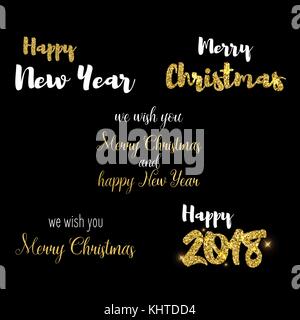 Frohe Weihnachten text Design Vector typografischen Vorlage für Banner, Grußkarten, Poster und Postkarte Satz von Kalligrafischen gruss Inschriften für c Stock Vektor