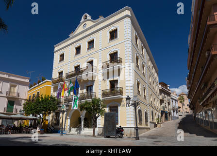 Almunecar Rathaus, Plaza Constitución, Spanien Stockfoto