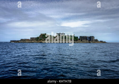 Nagasaki, Hashima, Japan - Oktober 2017: Ghost Town auf einer verlassenen Insel Hashima Gunkanjima und auch in der Nähe von Nagasaki Stockfoto