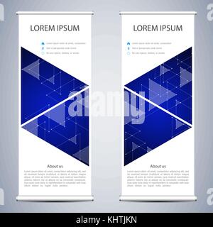 Abstrakte Roll Up Banner für Präsentation und Publikation. Wissenschaft, Technologie und Business Templates. Dreiecke und polygonale Hintergrund, Vector Illustration Stock Vektor