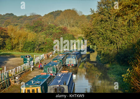 Herbst in Cheshire, Bunbury Treppe Schlösser in der Nähe von Nantwich auf dem Shropshire Union Canal Stockfoto