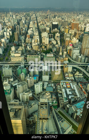 Skyline Panorama View Nagoya Megacity von Midland Square Stockfoto