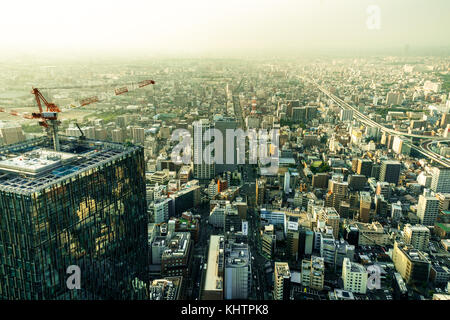 Nagoya in Japan - Oktober 2017 - Skyline Panorama View Nagoya Megacity von Midland Square Stockfoto