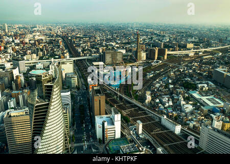 Nagoya in Japan - Oktober 2017 - Skyline Panorama View Nagoya Megacity von Midland Square Stockfoto