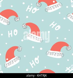 Nahtlose weihnachten Muster mit der santa Hüte Stock Vektor