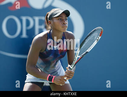 American Junior tennis player Cori gauff (USA), uns Tennis Meisterschaft 2017, New York City, New York State, USA. Stockfoto