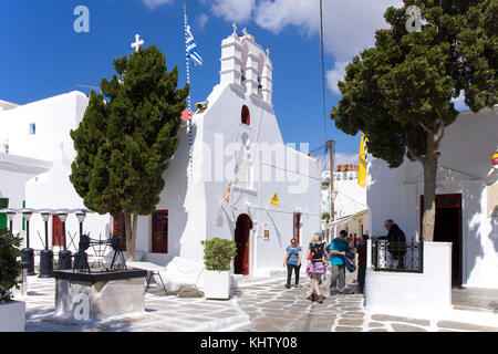 Orthodoxe Kirche von Chora, Mykonos Stadt, Mykonos, Kykladen, Ägäis, Griechenland Stockfoto