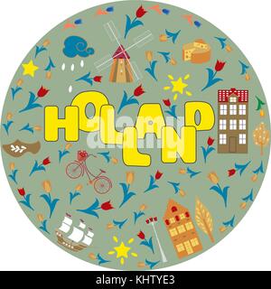 Satz von Hand gezeichnet Vektor doodles von Amsterdam, Niederlande Stock Vektor