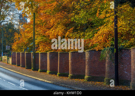 Crinkle crankle Wand, im Herbst, Auge, Suffolk, Großbritannien fotografiert. Stockfoto