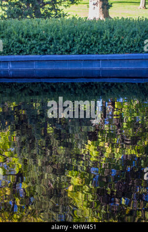 Bäume wider abstrakt im Pool. Stockfoto