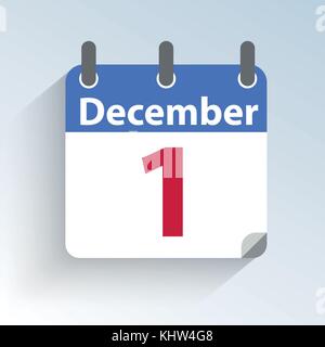 Moderne und einfache flache Vector Illustration. Symbole der Kalender mit dem Tag der 1. Dezember Welttag gegen Aids. business Bild für Website, pres Stock Vektor