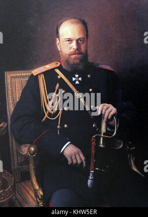 Portrait von Alexander III. von Russland (1845-1894), Kaiser von Rußland, der König von Polen und Großfürst von Finnland. Vom 19. Jahrhundert Stockfoto