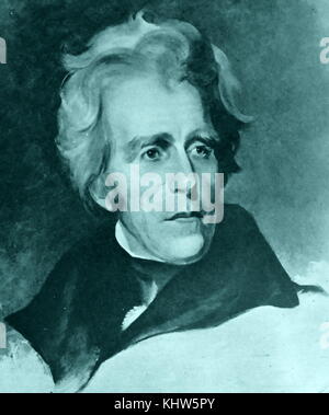 Porträt von Präsident Andrew Jackson von Thomas Sully. Andrew Jackson (767-1845) ein amerikanischer Soldat, Staatsmann und siebten Präsidenten der Vereinigten Staaten von Amerika. Von Thomas Sully (1783-1872) eine Amerikanische Portrait Maler gemalt. Vom 19. Jahrhundert Stockfoto