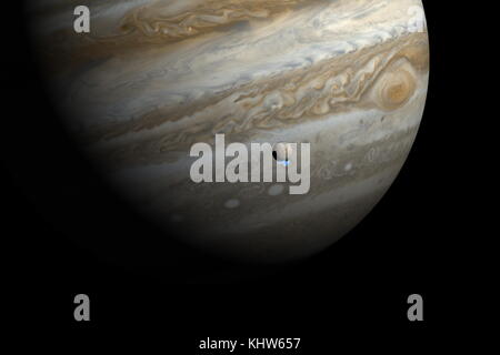Foto des Planeten Jupiter. Jupiter ist der fünfte Planet von der Sonne aus und der größte im Sonnensystem. Vom 21. Jahrhundert Stockfoto