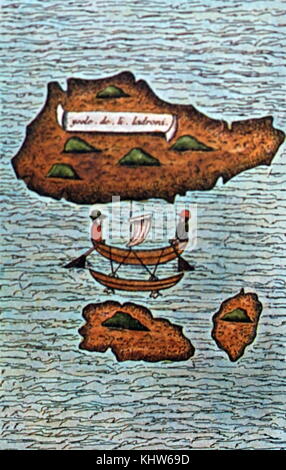 Karte von Ferdinand Magellan erstellt. Ferdinand Magellan (1480-1521) eine Portugiesische Entdecker, der die spanischen Expedition nach Ostindien organisiert. Vom 16. Jahrhundert Stockfoto