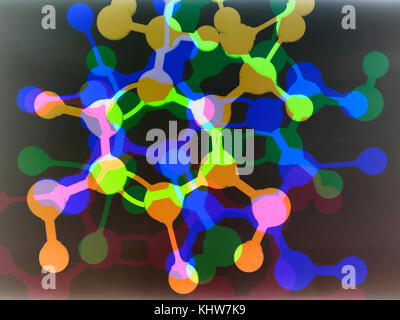 Multi-exposure fotogramm der molekularen Struktur einer Formel, die die reine Forschung Stockfoto