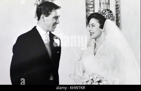 Foto während der Hochzeit von Prinzessin Margaret, Countess von Snowdon (1930-2002) und Antony Armstrong-Jones, 1 Snowdon (1930-2017). Vom 20. Jahrhundert Stockfoto