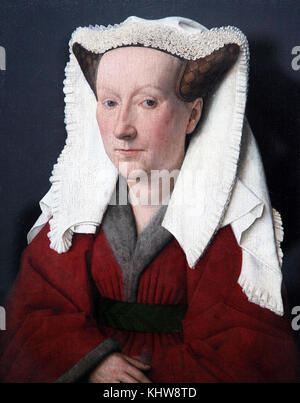 Portrait von Margareta van Eyck 1439 von Jan van Eyck, 1390 - 1441. Ein flämischer Maler aktiv in Brügge. Stockfoto