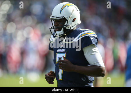 Carson, USA. 19 Nov, 2017. Los Angeles Ladegeräte quarterback Cardale Jones #7 Vor dem NFL Buffalo Bills vs Los Angeles Ladegeräte am Stubhub Center in Carson, Ca am 19. November 2017. (Absolut komplette Fotograf & Company Credit: Jevone Moore/Cal Sport Media (Netzwerk Fernsehen wenden Sie sich bitte an den zuständigen Vertriebsmitarbeiter für das Fernsehen. Credit: Cal Sport Media/Alamy leben Nachrichten Stockfoto