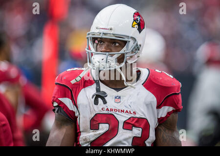 Houston, TX, USA. 19 Nov, 2017. Arizona Cardinals zurück Adrian Peterson laufen (23) Während des 4. Quartals ein NFL Football Spiel zwischen der Houston Texans und die Arizona-kardinäle an NRG Stadion in Houston, TX. Die Texaner gewannen das Spiel vom 31. bis 21. Trask Smith/CSM/Alamy leben Nachrichten Stockfoto