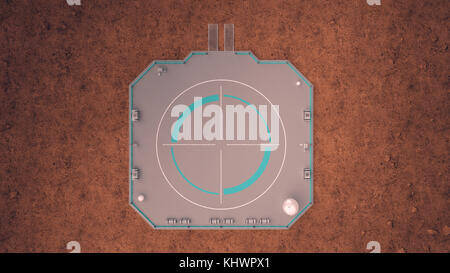 Leere Landungsstation auf dem Mars. 3D-Rendering Stockfoto