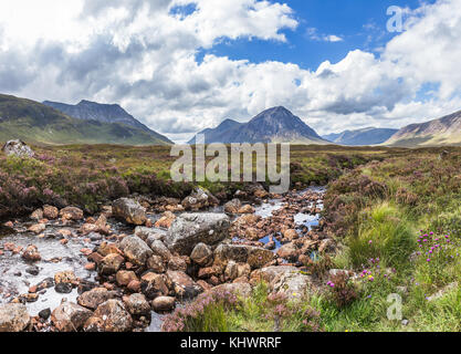 Schottland, Highlands, Glencoe, Glen Etive, Blick zum Buachaille Etive Mor Stockfoto