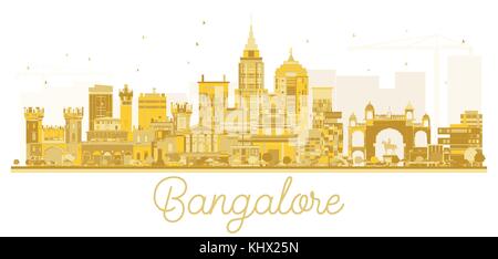 Bangalore City Skyline golden Silhouette. Vector Illustration. Business Travel Concept. Stadtbild mit Sehenswürdigkeiten. Stock Vektor