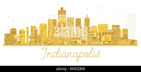 Indianapolis USA Skyline der Stadt goldene Silhouette. Vector Illustration. Business Travel Concept. Stadtbild mit Sehenswürdigkeiten. Stock Vektor