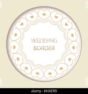 Runden Rahmen mit dekorativen Elementen. Hochzeit Karte mit Gold hea Stock Vektor