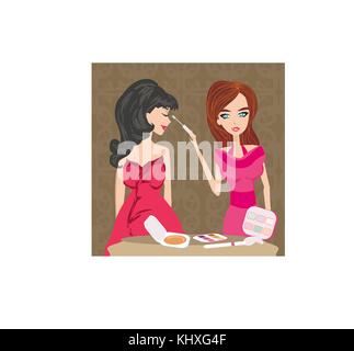 Make-up-Künstler bei der Arbeit Stock Vektor