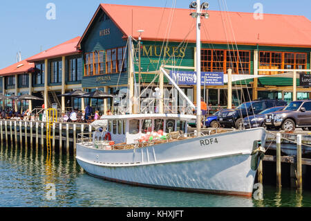 Mures Upper Deck Seafood Restaurant im Victoria Dock von Hobarts Hafen - Tasmanien, Australien Stockfoto