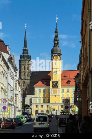 Europa, Deutschland, Sachsen, Bautzen, die Altstadt, das Rathaus, das Rathaus, Petrikirche Stockfoto