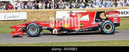 Ferrari F10 Formel-1-Auto von Marc Gene in Goodwood Festival 2015 der Geschwindigkeit Stockfoto