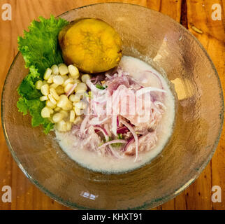 Meeresfrüchte ceviche raw für den Hintergrund. Traditionelles Gericht in Peru oder Chile Stockfoto