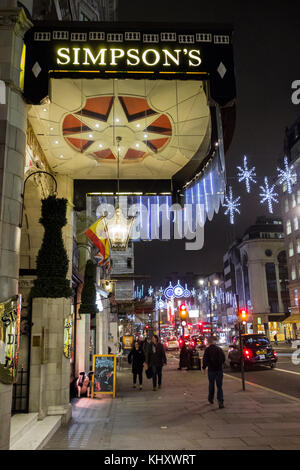 Simpson's in the Strand in Londons West End. Stockfoto