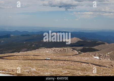 Evans Strasse bis zum Gipfel des Mt Evans, Colorado, USA Stockfoto