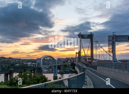 Tamar Bridge Sonnenuntergang Stockfoto