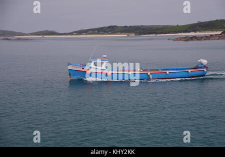 Das Vergnügen, Boot (guiding Star) in Hugh Town Harbour auf der Insel St Marys in der Scilly-Inseln, Vereinigtes Königreich. Stockfoto