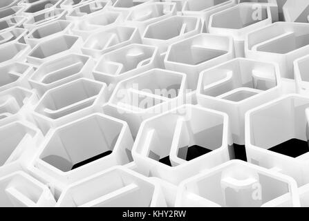 Abstract weiß glänzend Wabenstruktur Hintergrund, 3D-Rendering illustration Stockfoto