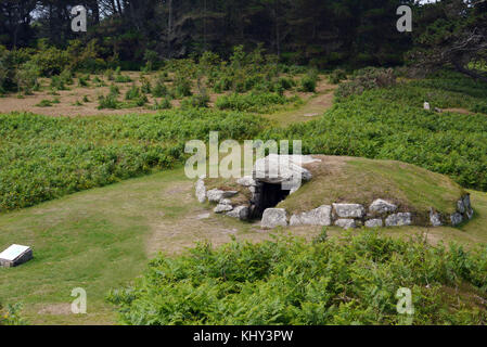 Die alten innisidgen obere Grabkammer auf der Insel St Marys in der Scilly-inseln, Großbritannien. Stockfoto